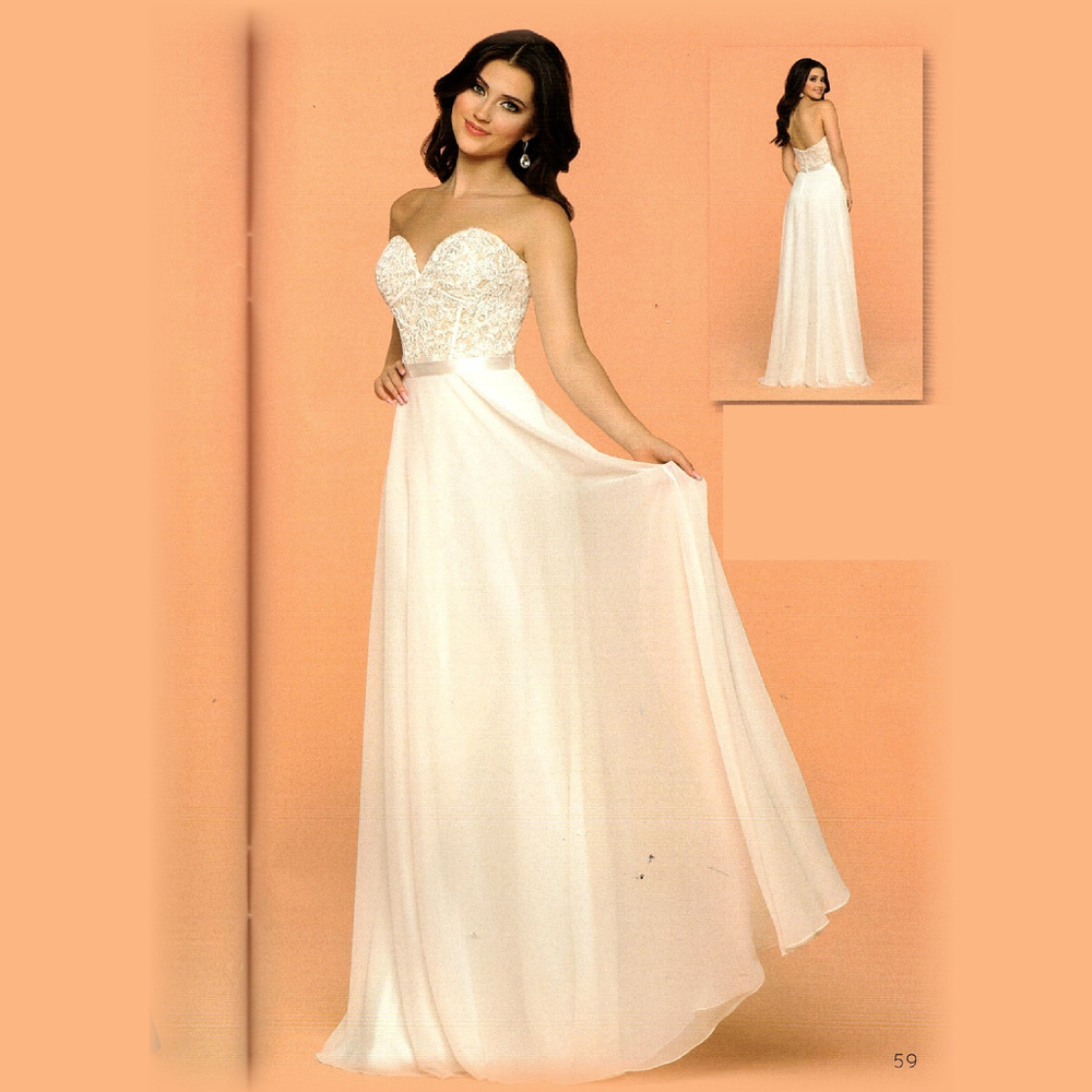 NWT Long Ivory/Nude prom Beach Wedding Size 10